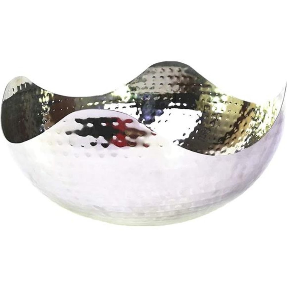 10" Long Silver Finish Metal Bowl Modern Elegance for Serving and Decor